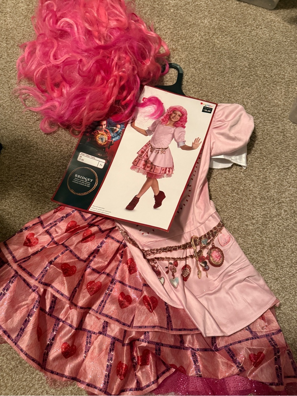 Disney Descendants Bridget Pink Heart Kids Costume with wig